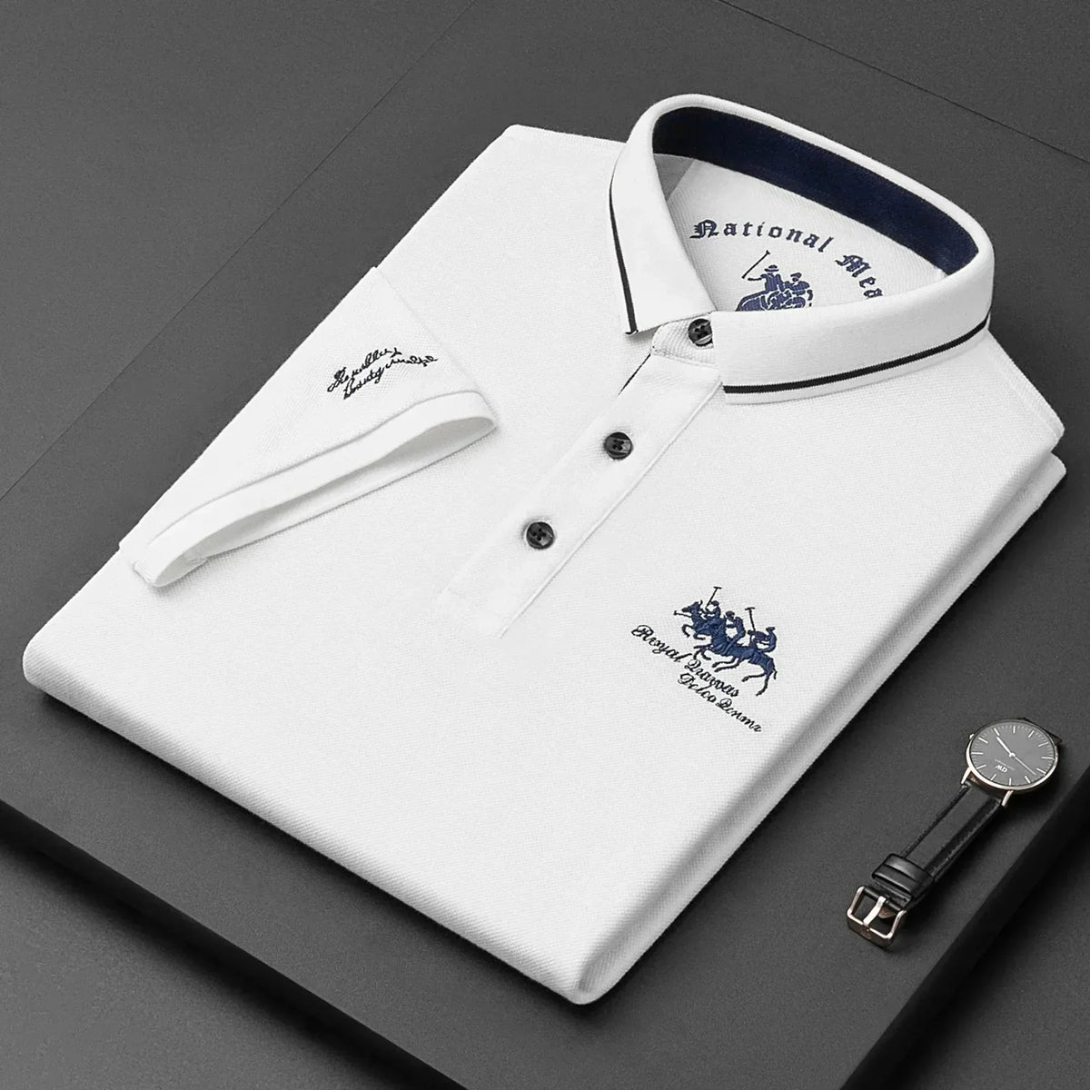Aurelia™ Elegancka Kontrastowo Lamowana Koszulka Polo
