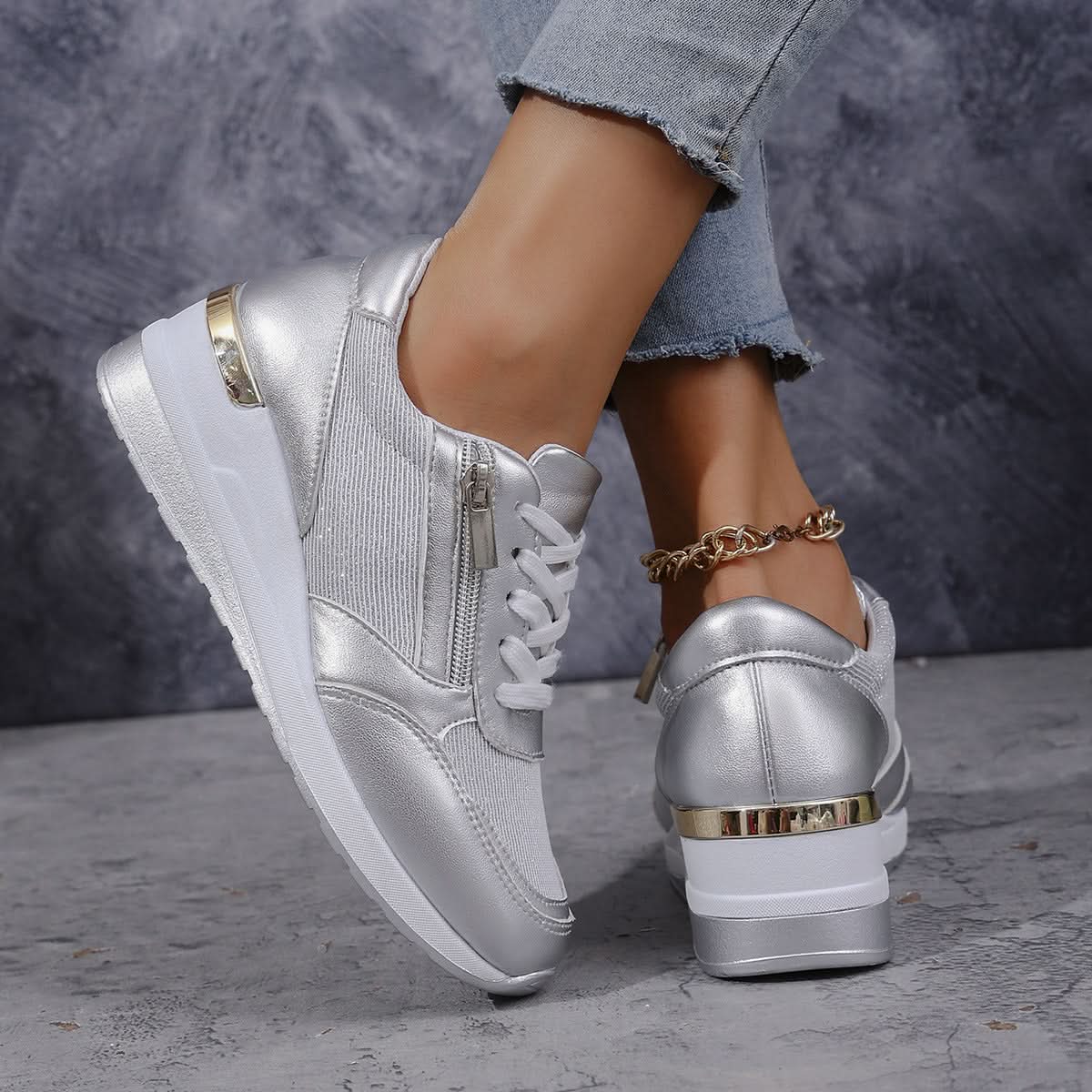 AMELIA półsportowe sneakersy na podwyższonej podeszwie