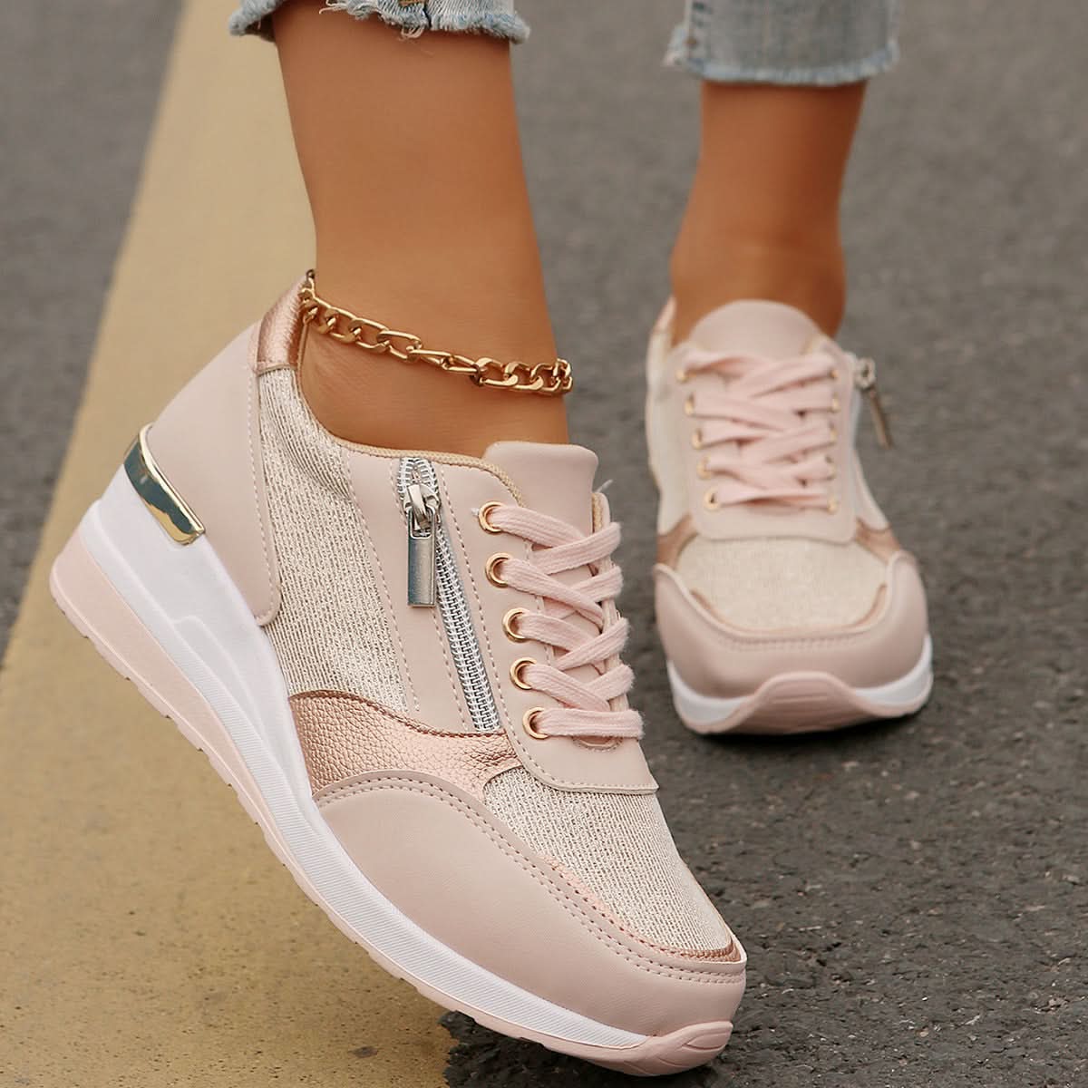 AMELIA półsportowe sneakersy na podwyższonej podeszwie