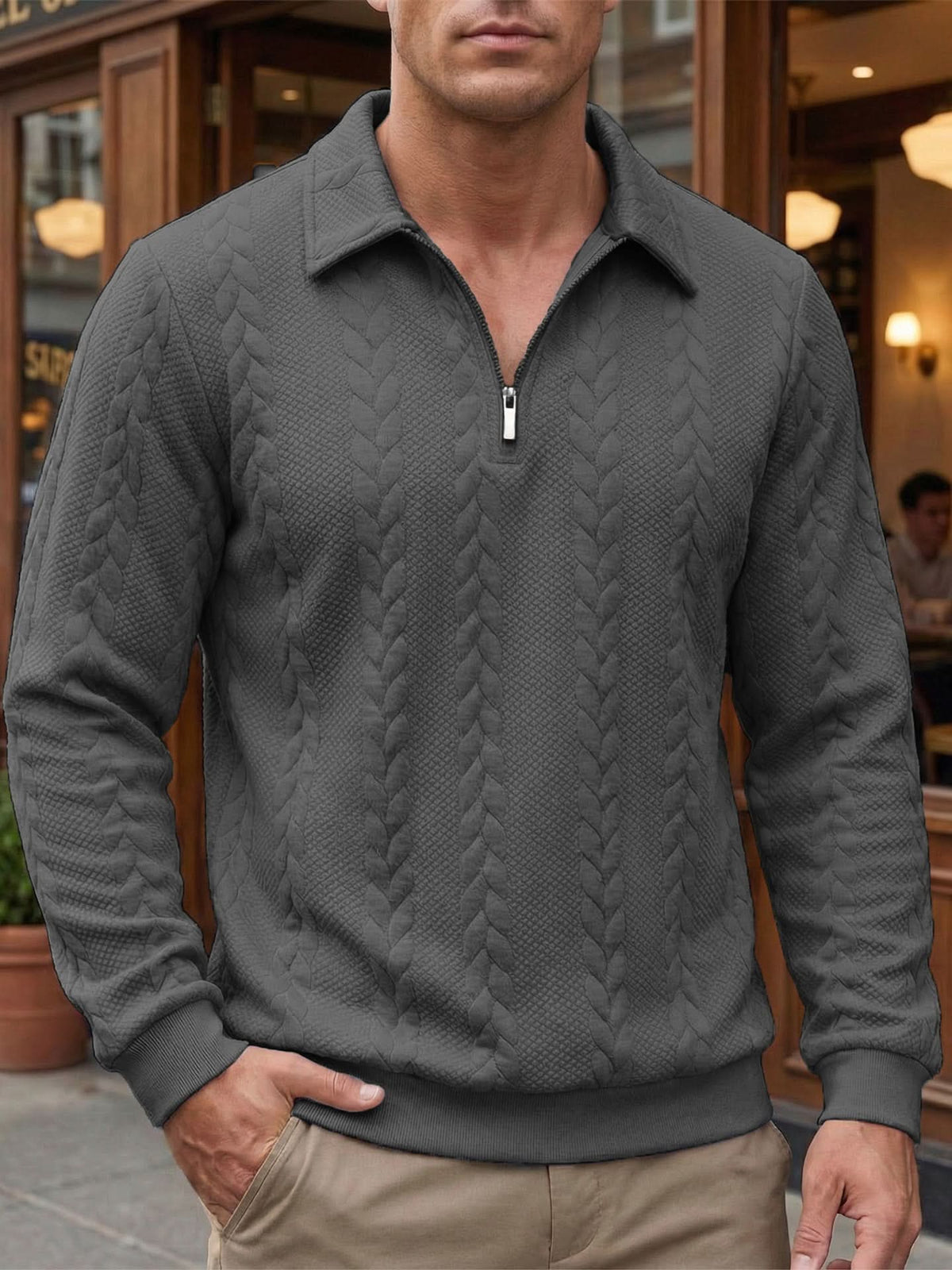 KENSLOW sweter z krótkim zamkiem