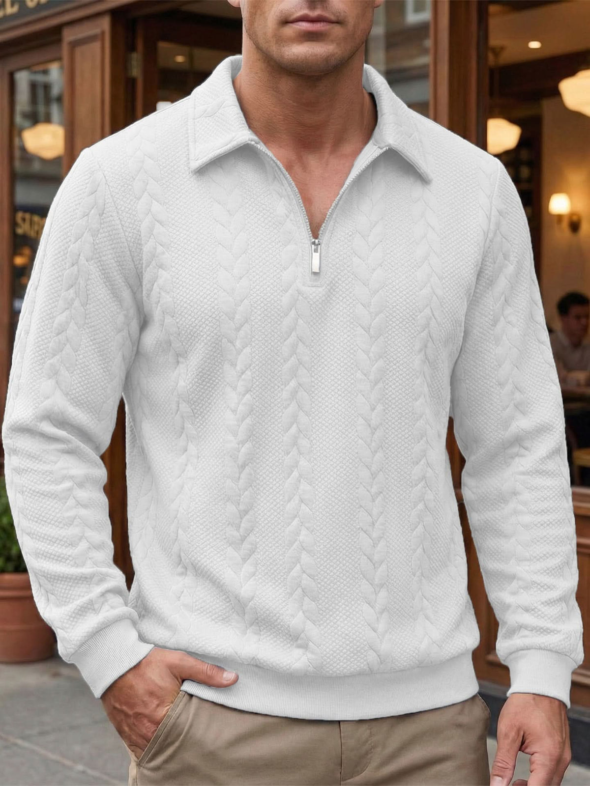 KENSLOW sweter z krótkim zamkiem