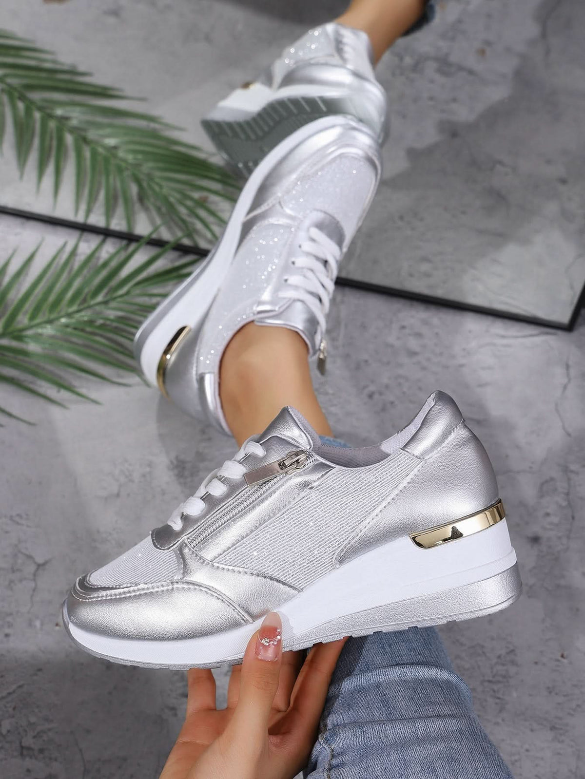 AMELIA półsportowe sneakersy na podwyższonej podeszwie