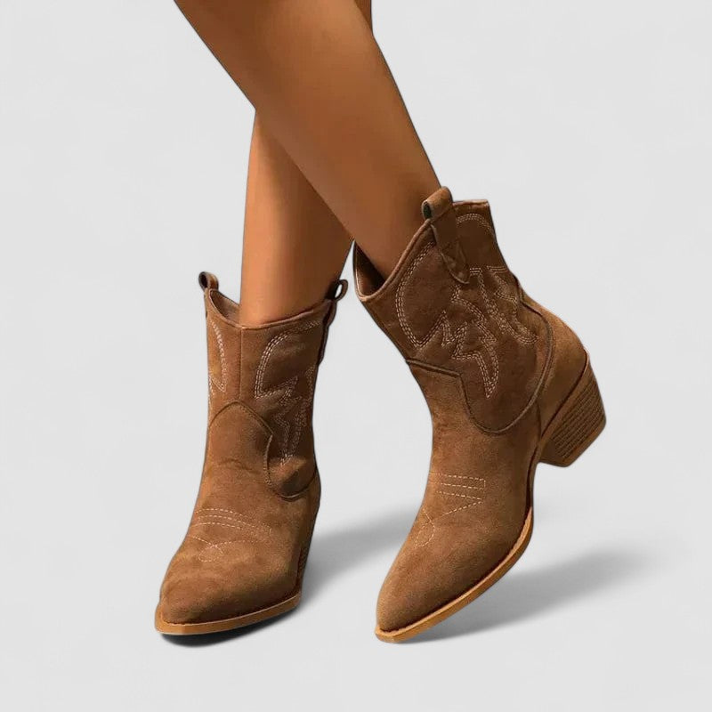 Odelia™ Eleganckie Haftowane Westernowe Botki