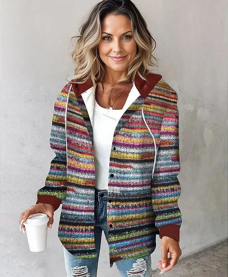HIGHLAND PLAID PŁASZCZ Z KAPTUREM
