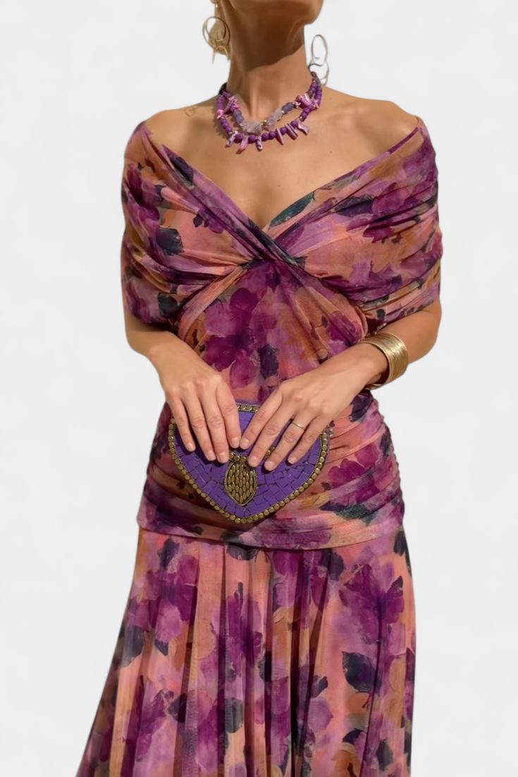 VALENTINA WILDFLOWER SUKIENKA Z DEKOLTEM W SZPIC