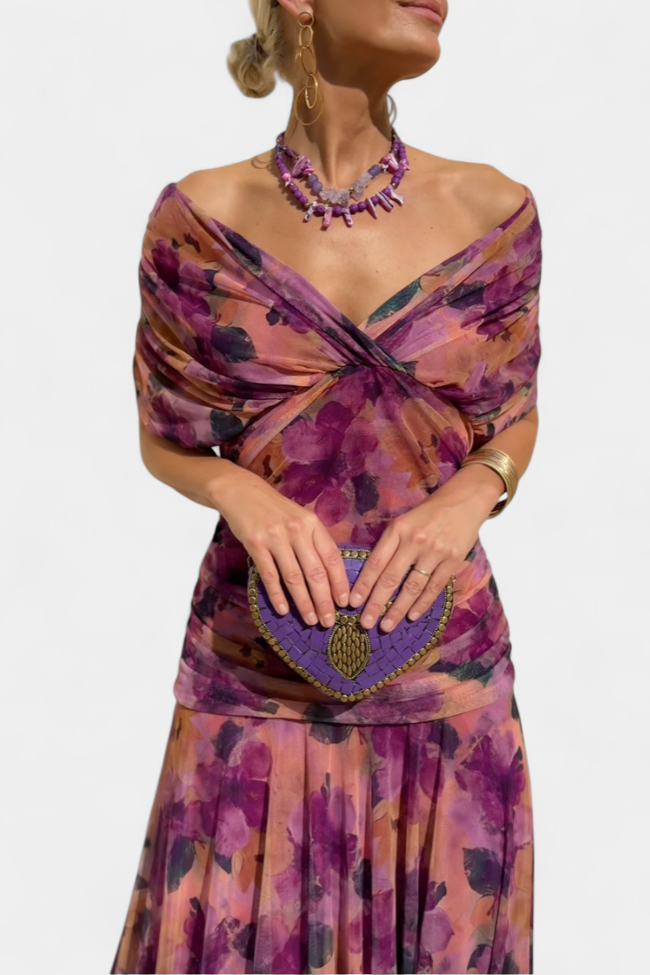 VALENTINA WILDFLOWER SUKIENKA Z DEKOLTEM W SZPIC
