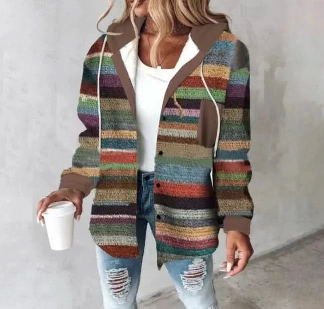 HIGHLAND PLAID PŁASZCZ Z KAPTUREM