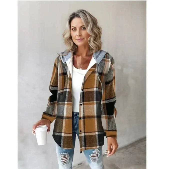 HIGHLAND PLAID PŁASZCZ Z KAPTUREM