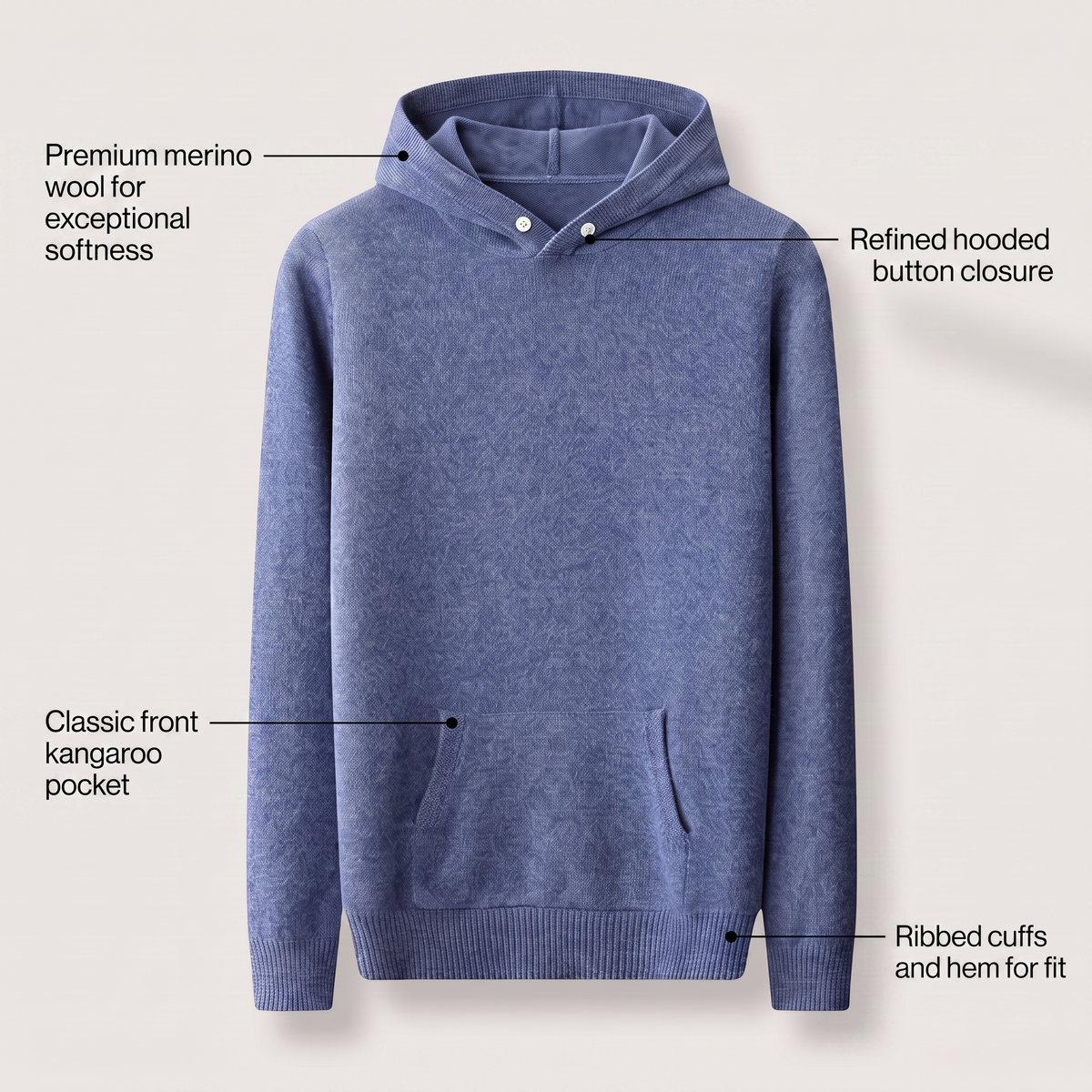 Bluza z kapturem Arden z wełny merynosów
