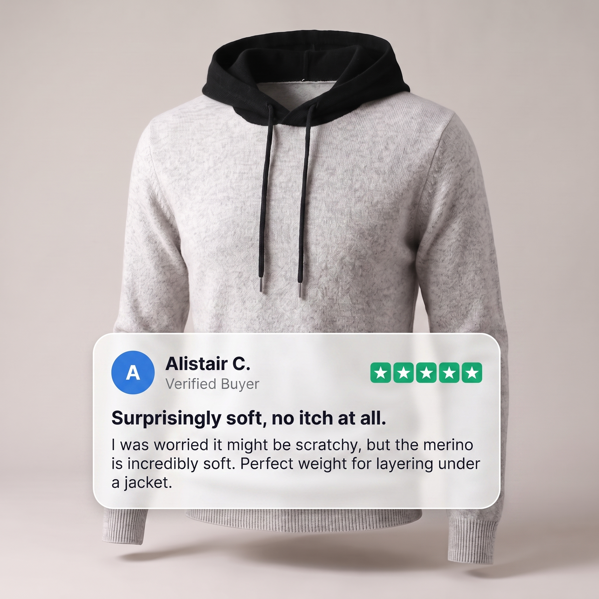 Bluza z kapturem Arden z wełny merynosów