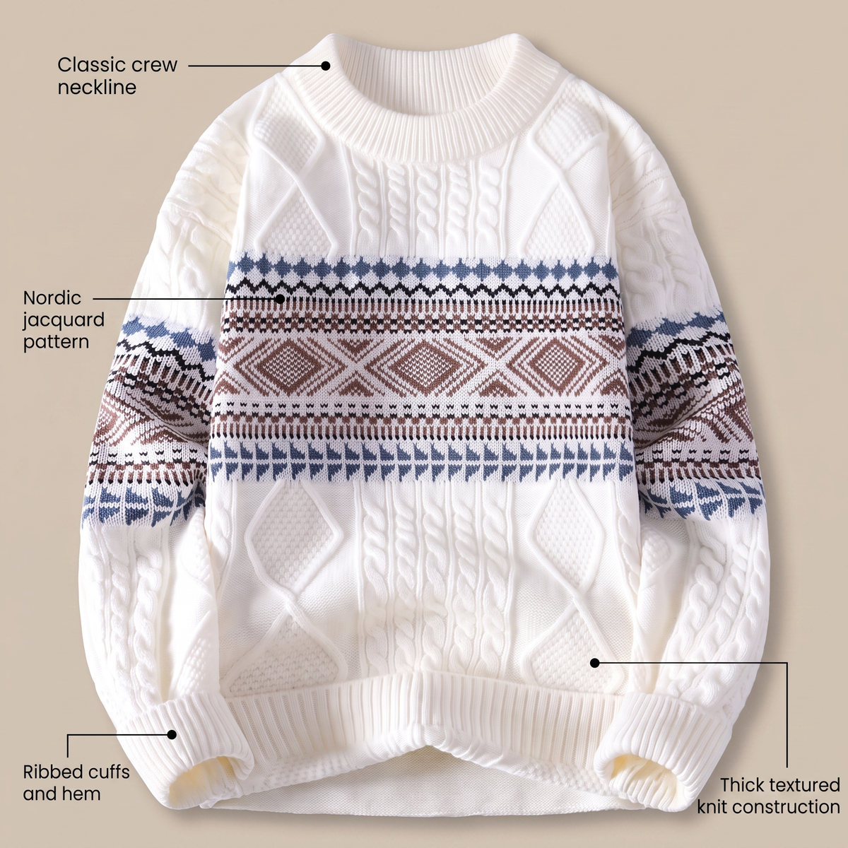 ARVID Nordic sweter z dzianiny