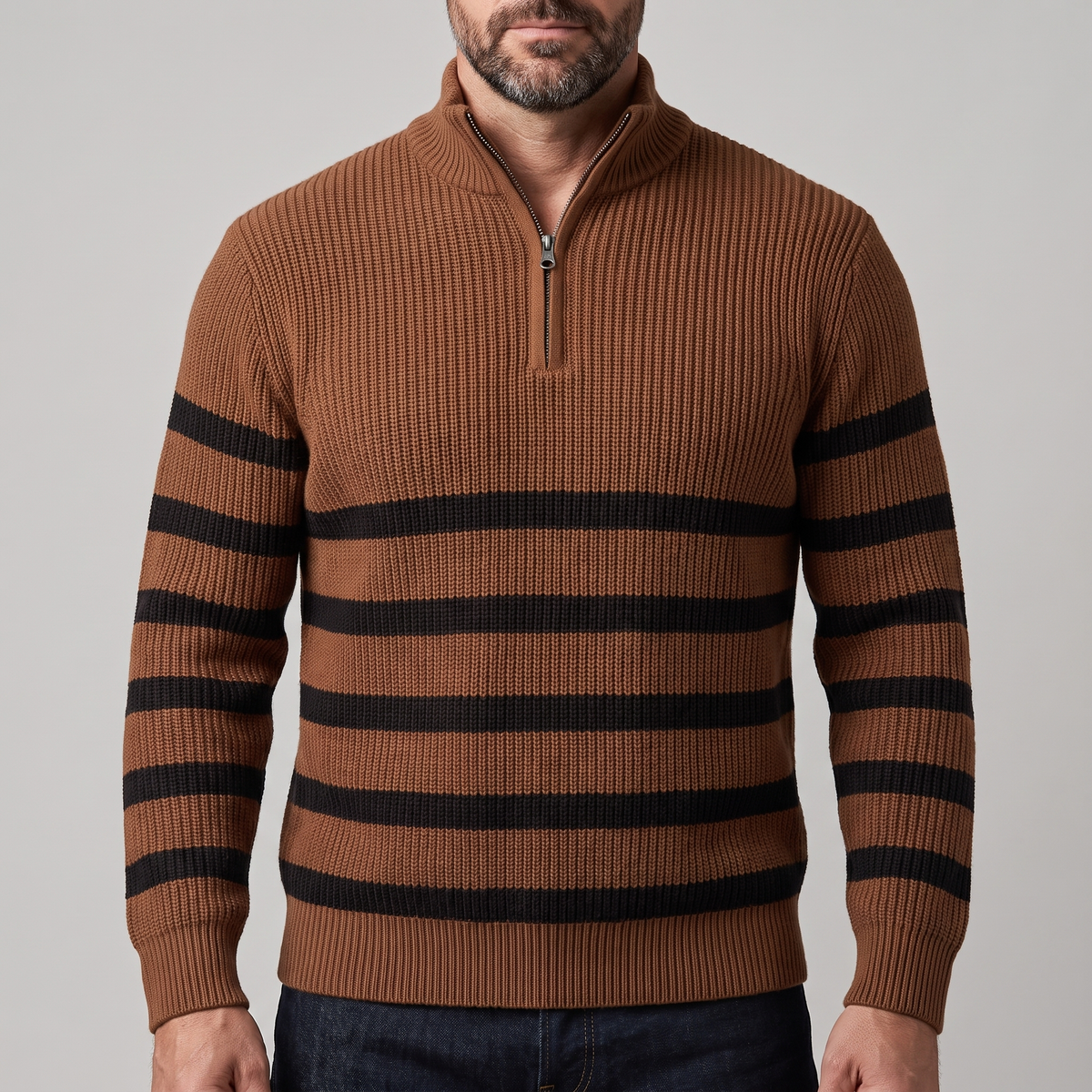 BLACKWELL Sweter w paski z zamkiem