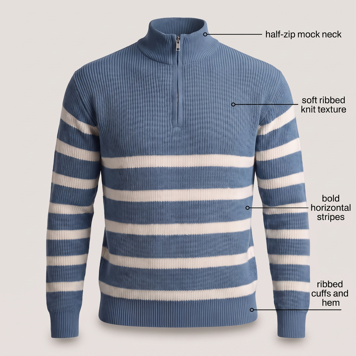 BLACKWELL Sweter w paski z zamkiem