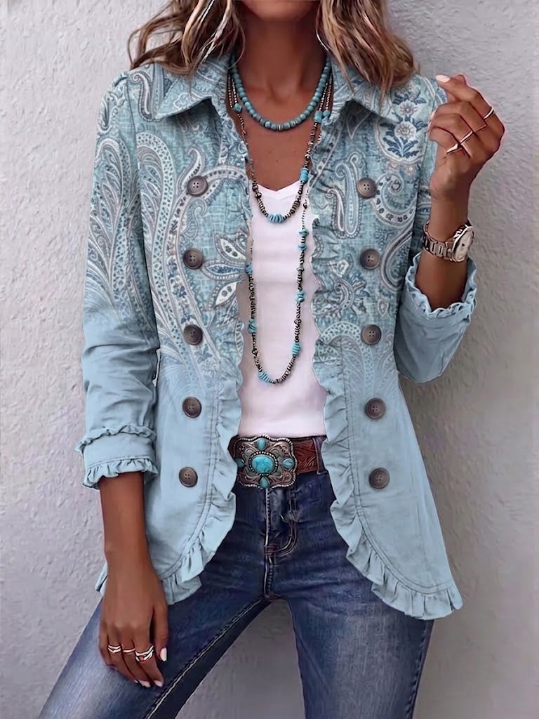 Brigitte | Plisowana kurtka vintage we wzór paisley — zdjęcie produktu 1