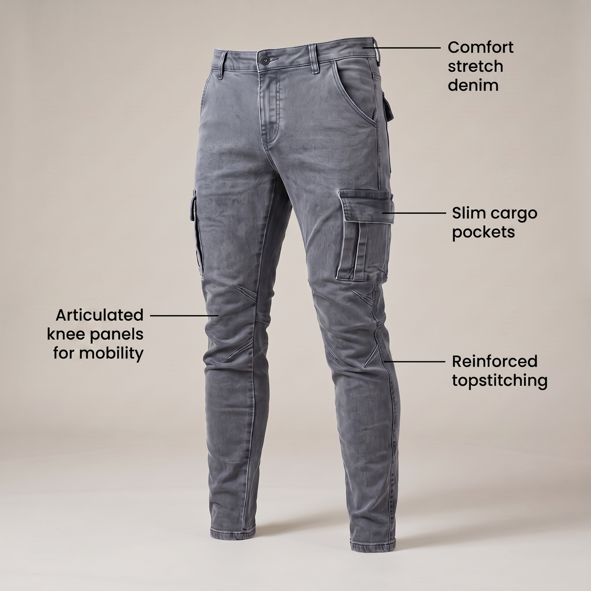 Brookline – jeansy cargo męskie