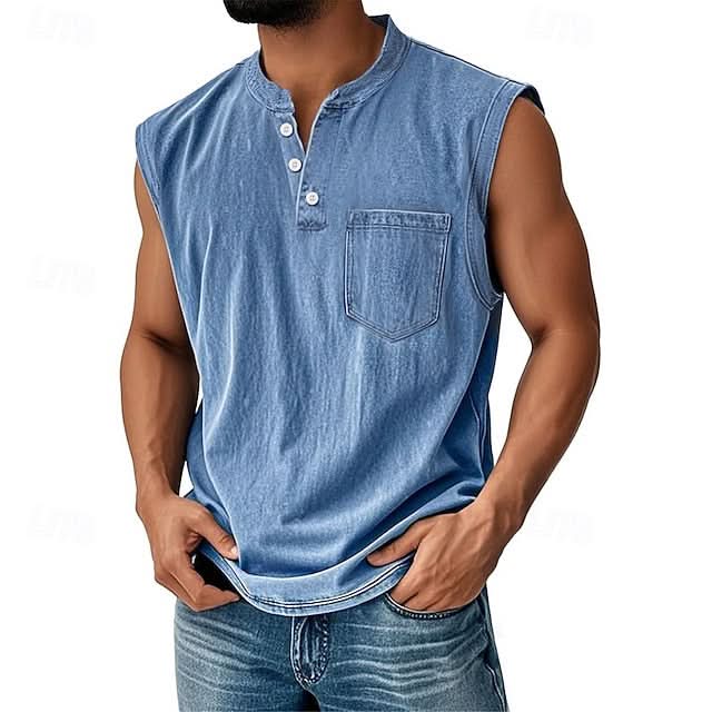 Koszulka bez rękawów TELFORD acid wash typu henley