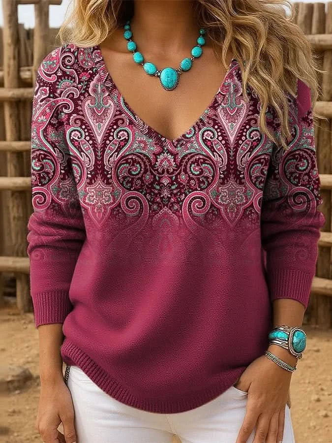 Sienna sweter codzienny z paisley