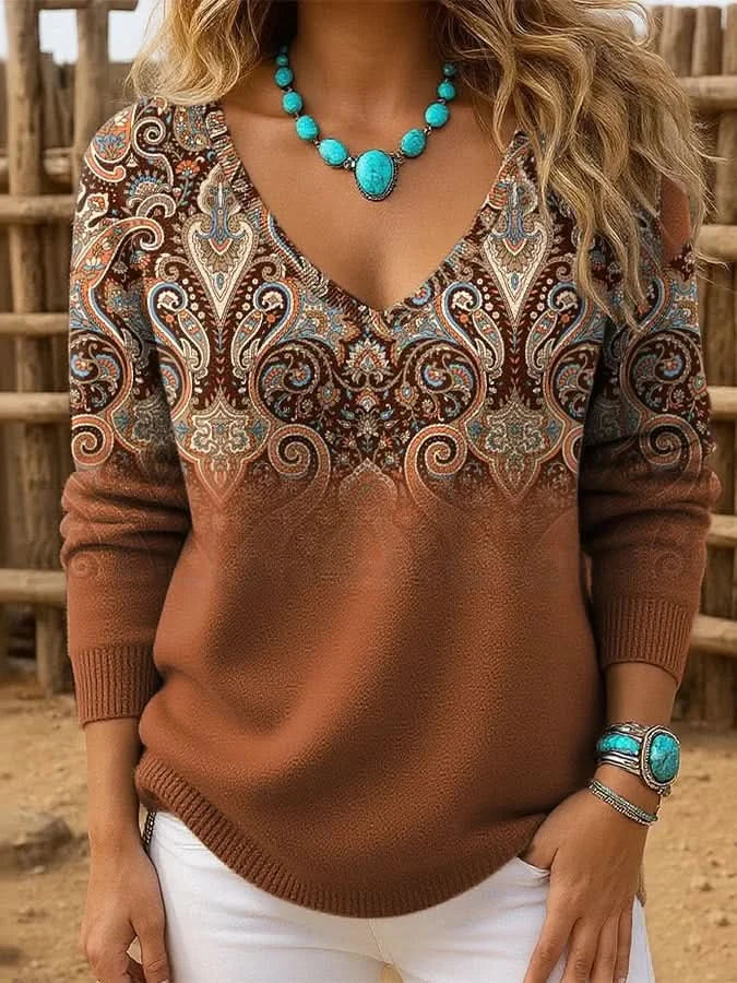 Sienna sweter codzienny z paisley