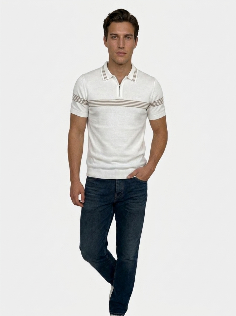 Ada™ Elegancka W Paski Koszulka Polo