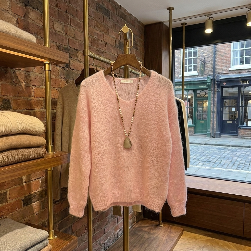 ROWAN Dzianinowy Sweter z Dekoltem w Serek