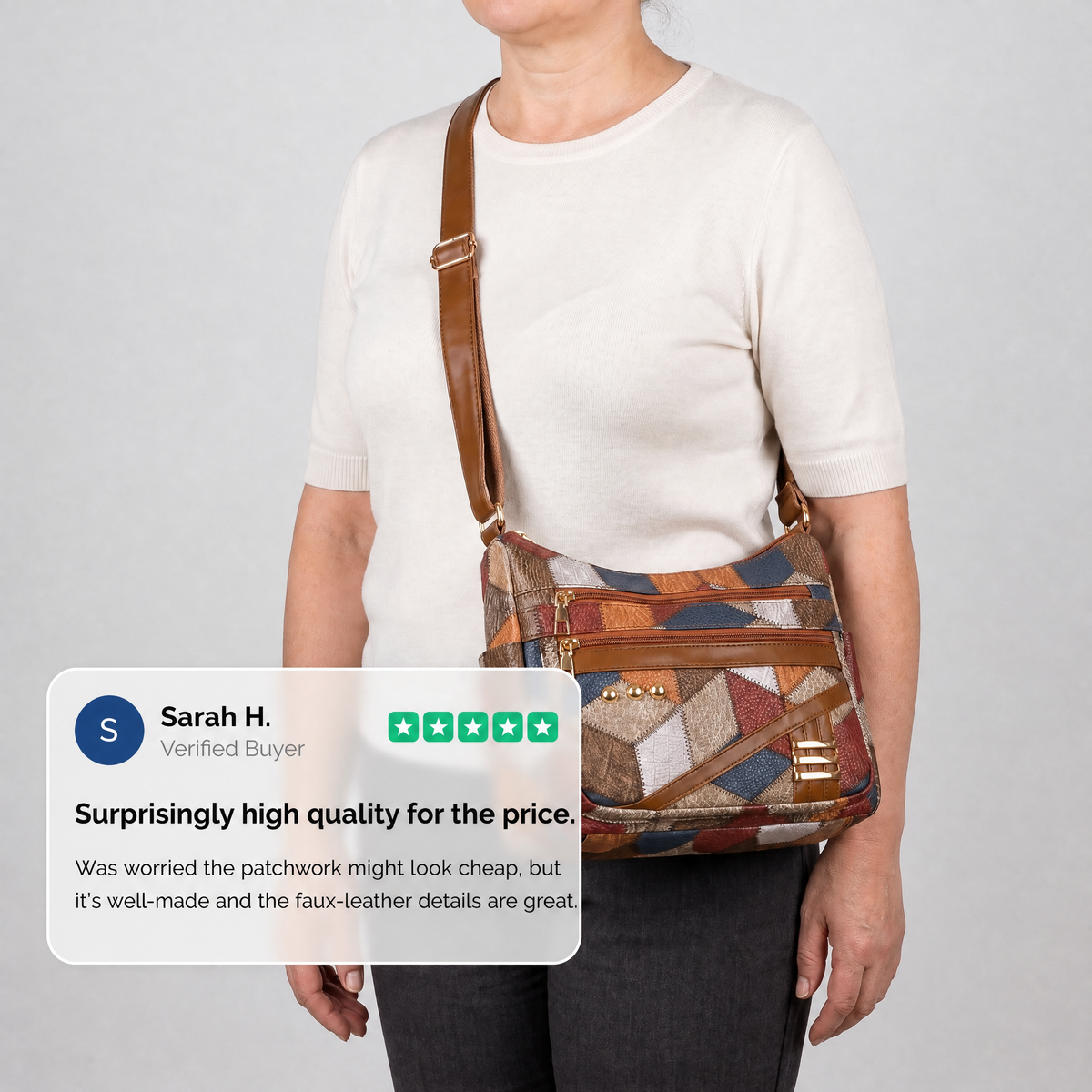 SOLARA Patchworkowa torba na ramię