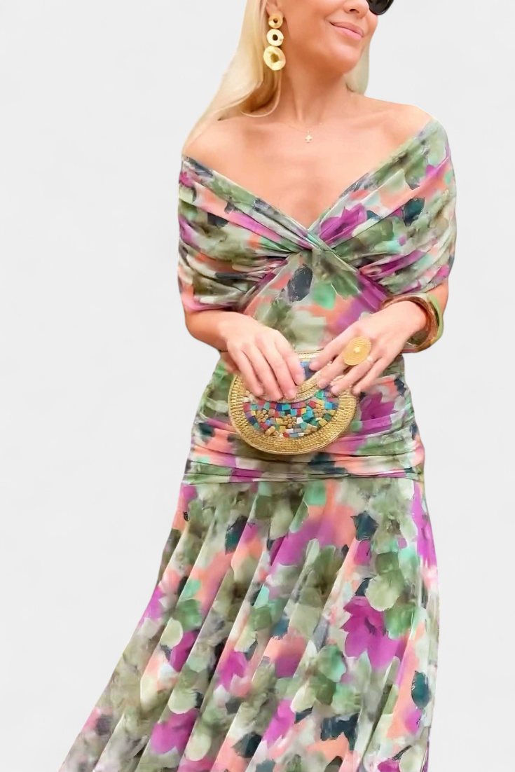 VALENTINA WILDFLOWER SUKIENKA Z DEKOLTEM W SZPIC