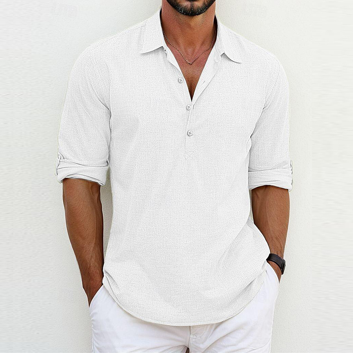 HARRISON — Lniana koszulka polo