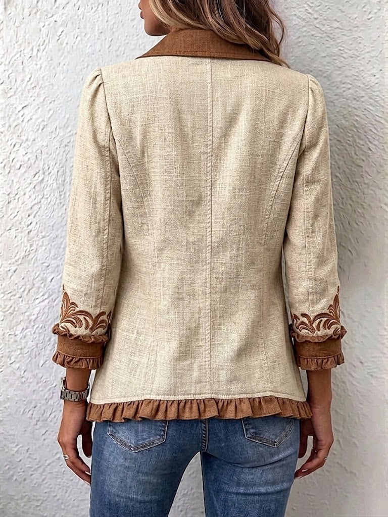 Isabelle | Plisowana kurtka vintage boho w kwiaty — zdjęcie produktu 2