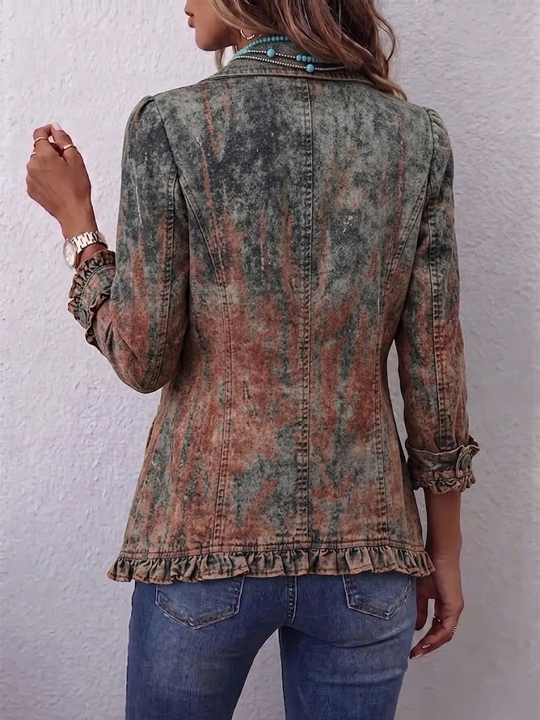 Jeannette | Kurtka vintage z teksturowanym gradientem i falbanami — zdjęcie produktu 2