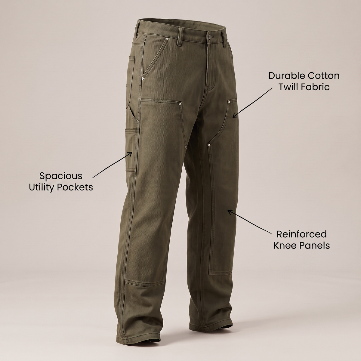 Wytrzymałe proste spodnie użytkowe typu workwear