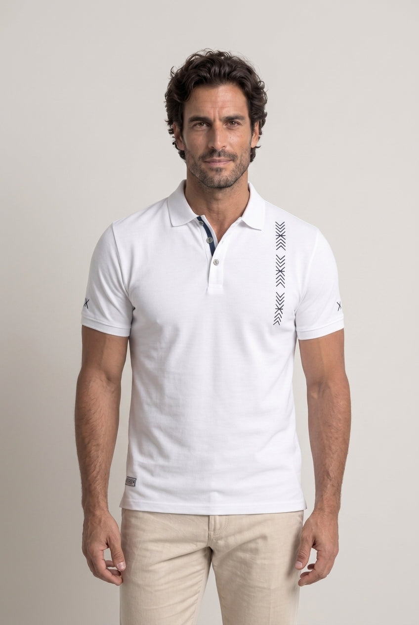 Amarante™ Elegancki Geometryczny Haft T-Shirt