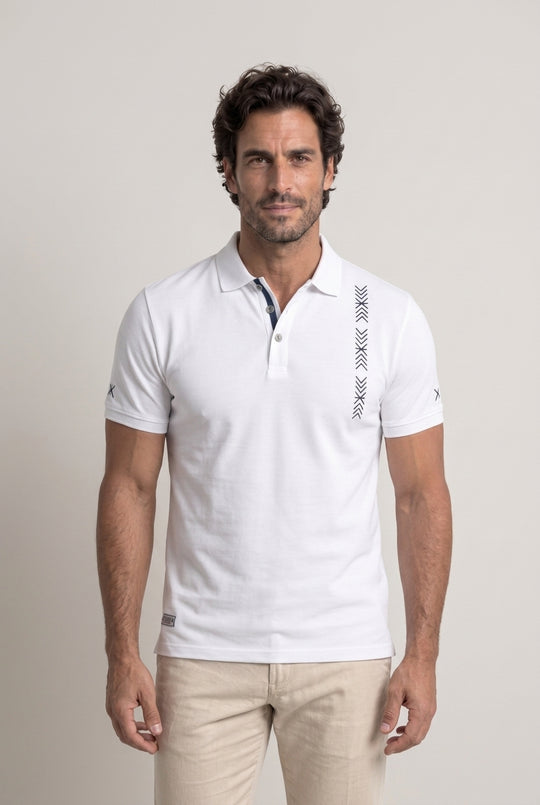 Amarante™ Elegancki Geometryczny Haft T-Shirt