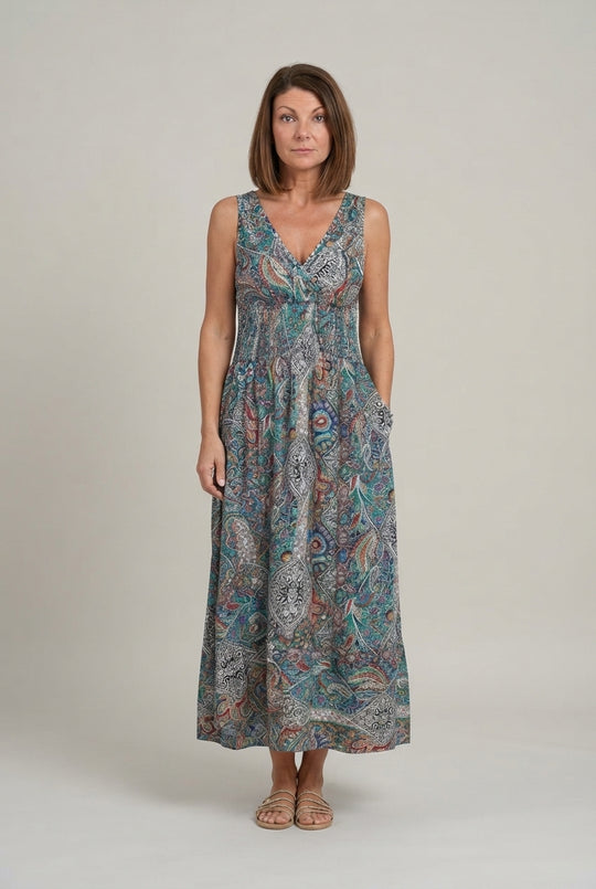 Fiorella™ Elegancka Paisleyowa Sukienka Midi