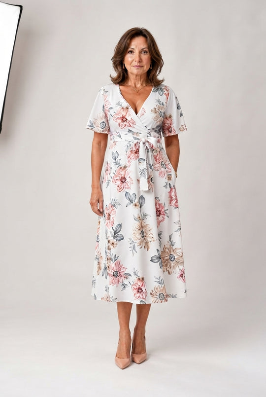 Calista™ Elegancka Kwiatowa Sukienka Midi