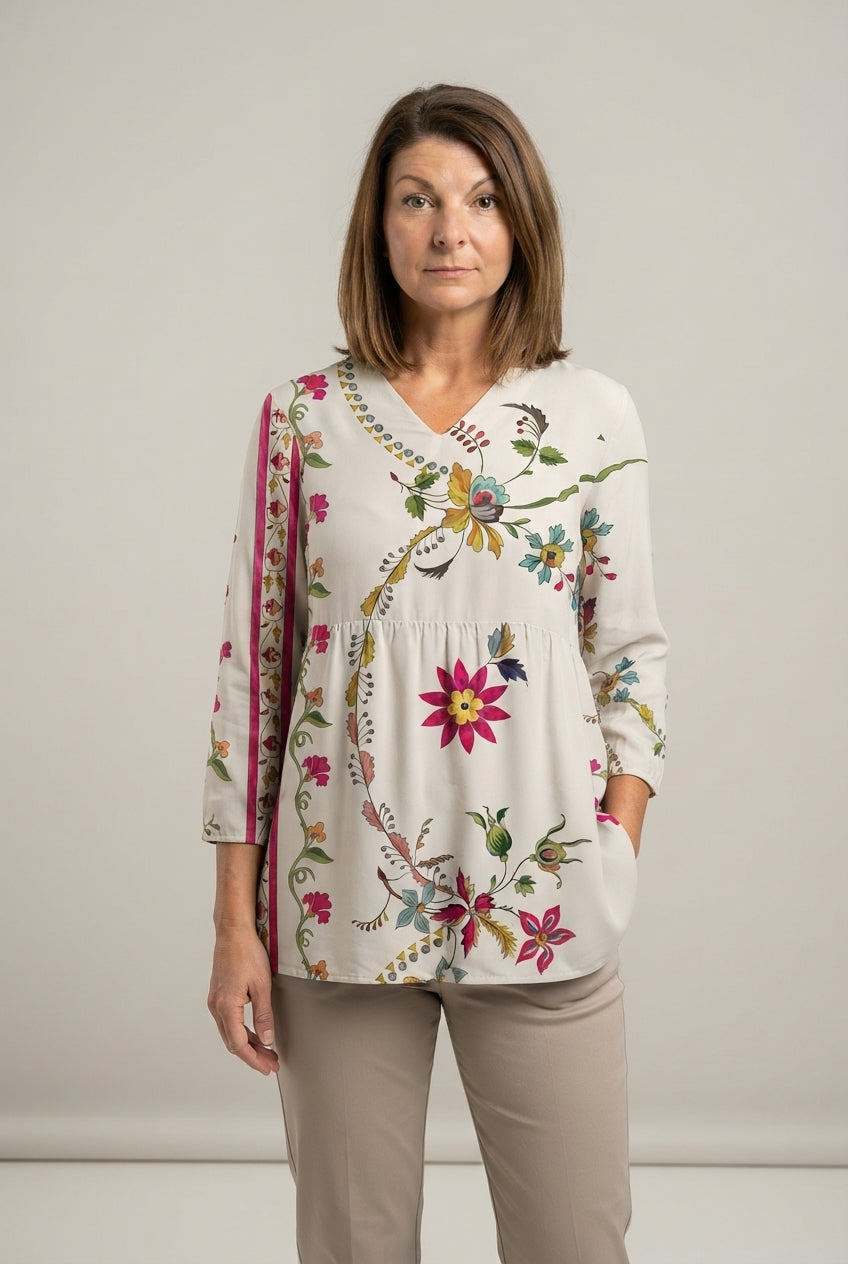 Lucette™ Elegancka Kwiatowa Długa Bluzka