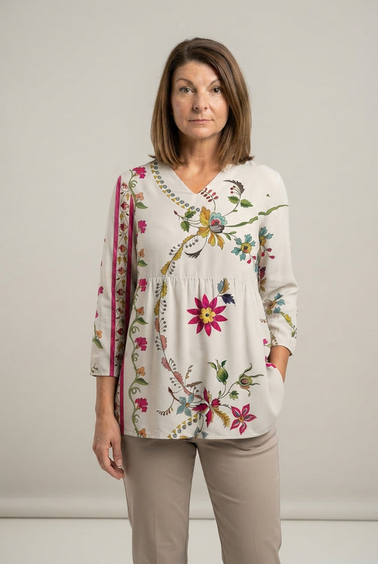 Lucette™ Elegancka Kwiatowa Długa Bluzka