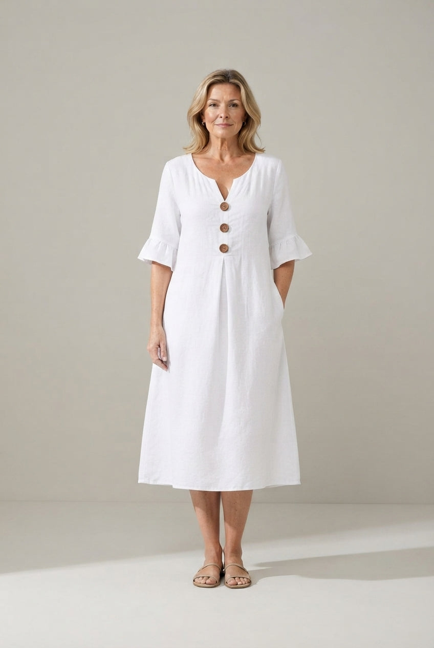 Amabel™ Elegancka Lekko Marszczona Sukienka Midi