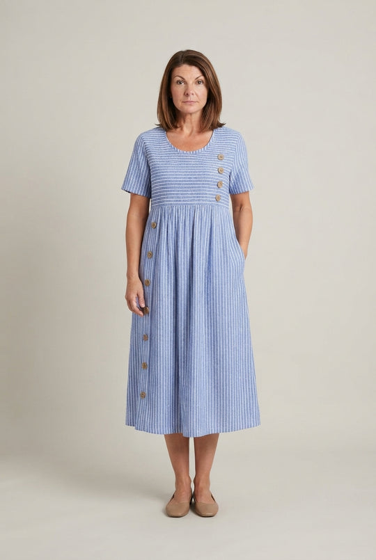 Amabel™ Elegancka Pasiasta Sukienka Midi