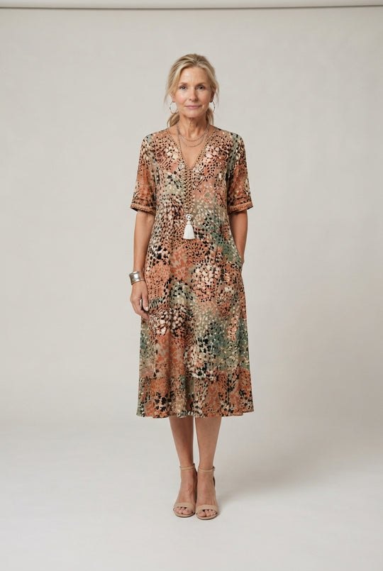 Tessa™ Elegancka Abstrakcyjna Sukienka Midi