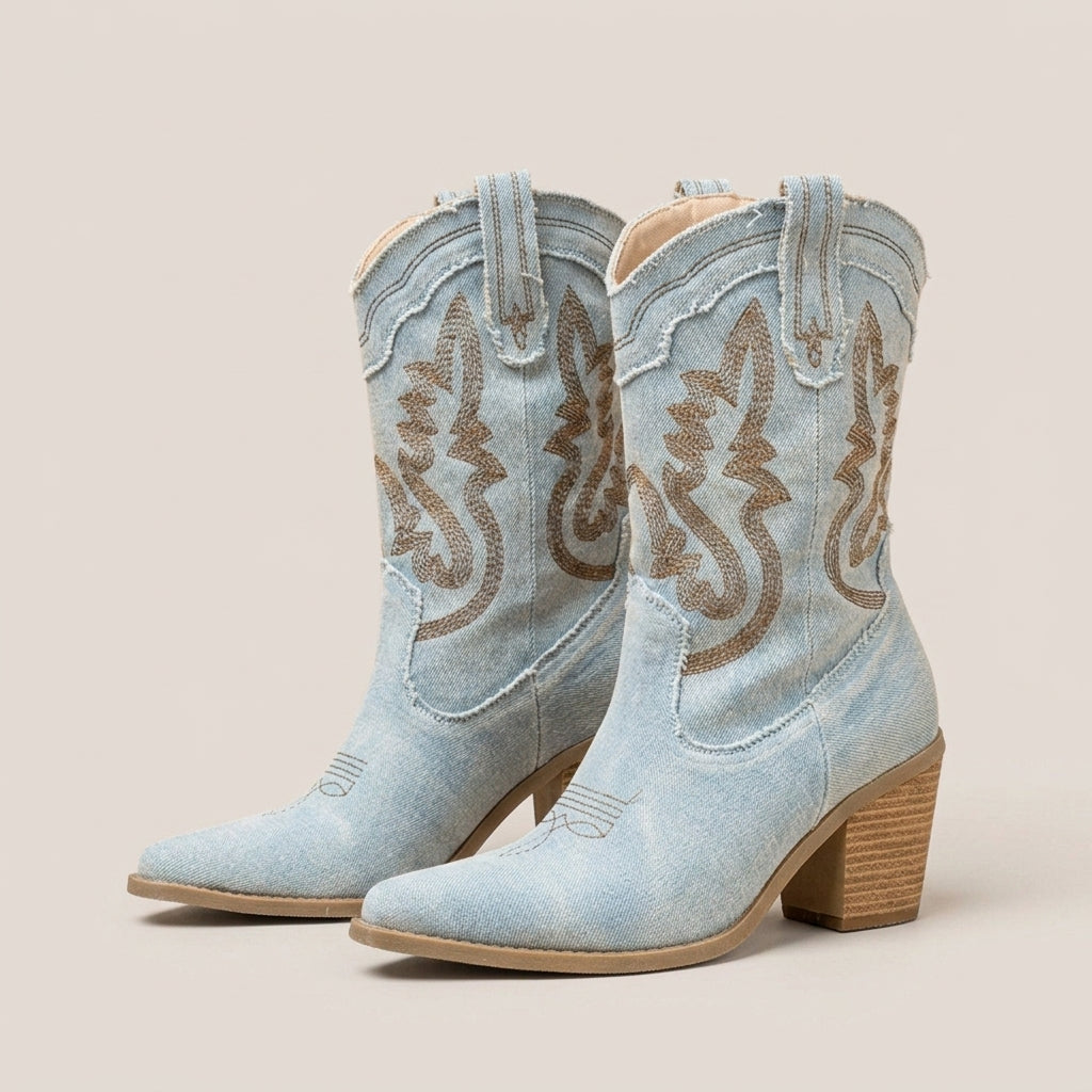 Zoe™ Eleganckie Haftowane Botki Za Kostkę
