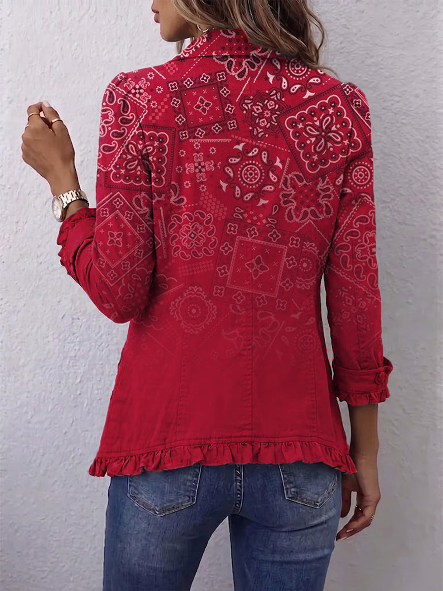 Paulette | Plisowana kurtka boho w paisley ombré — zdjęcie produktu 2