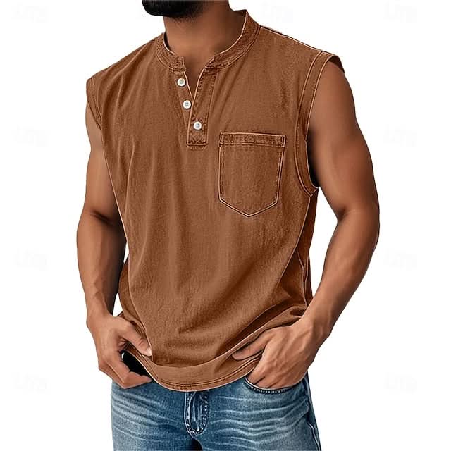 Koszulka bez rękawów TELFORD acid wash typu henley